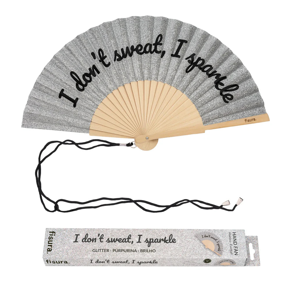 Waaier I Don´t Sweat, I Sparkle Glitter Zilver - Fisura