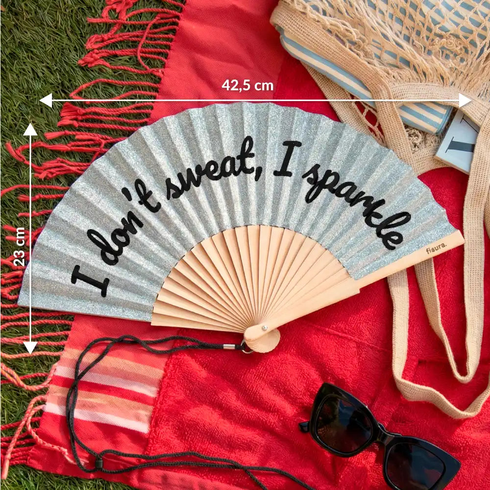 Waaier I Don´t Sweat, I Sparkle Glitter Zilver - Fisura