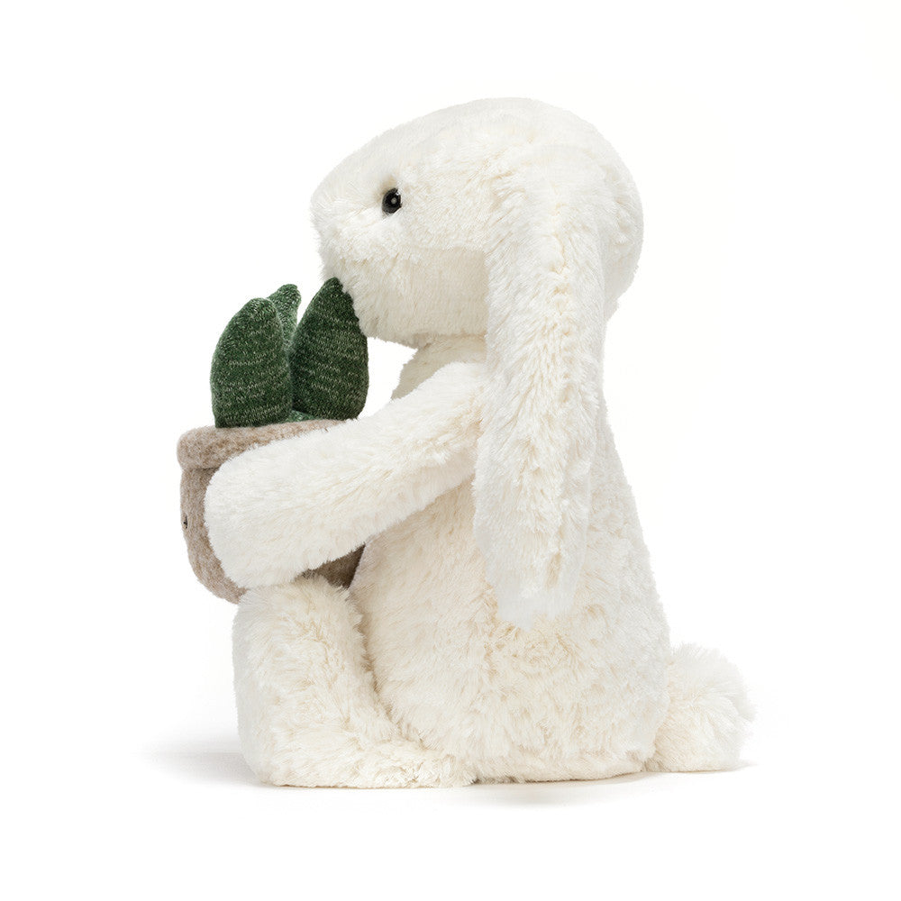 Knuffel Bashful Cream Bunny met Plant - Jellycat