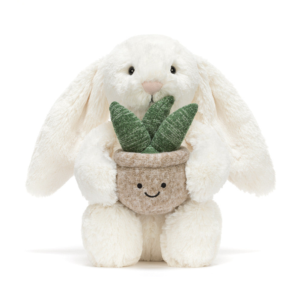 Knuffel Bashful Cream Bunny met Plant - Jellycat
