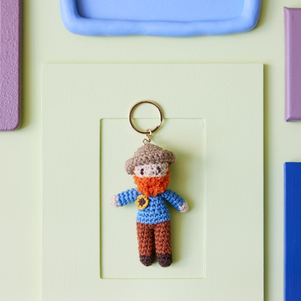 Sleutelhanger Vincent van Gogh Zonnebloem Gehaakt