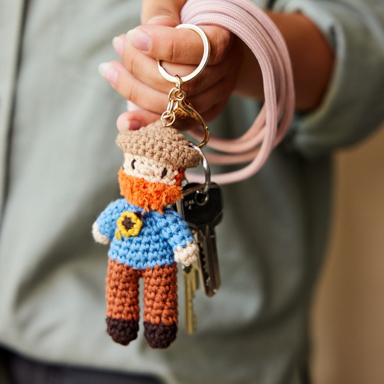 Sleutelhanger Vincent van Gogh Zonnebloem Gehaakt