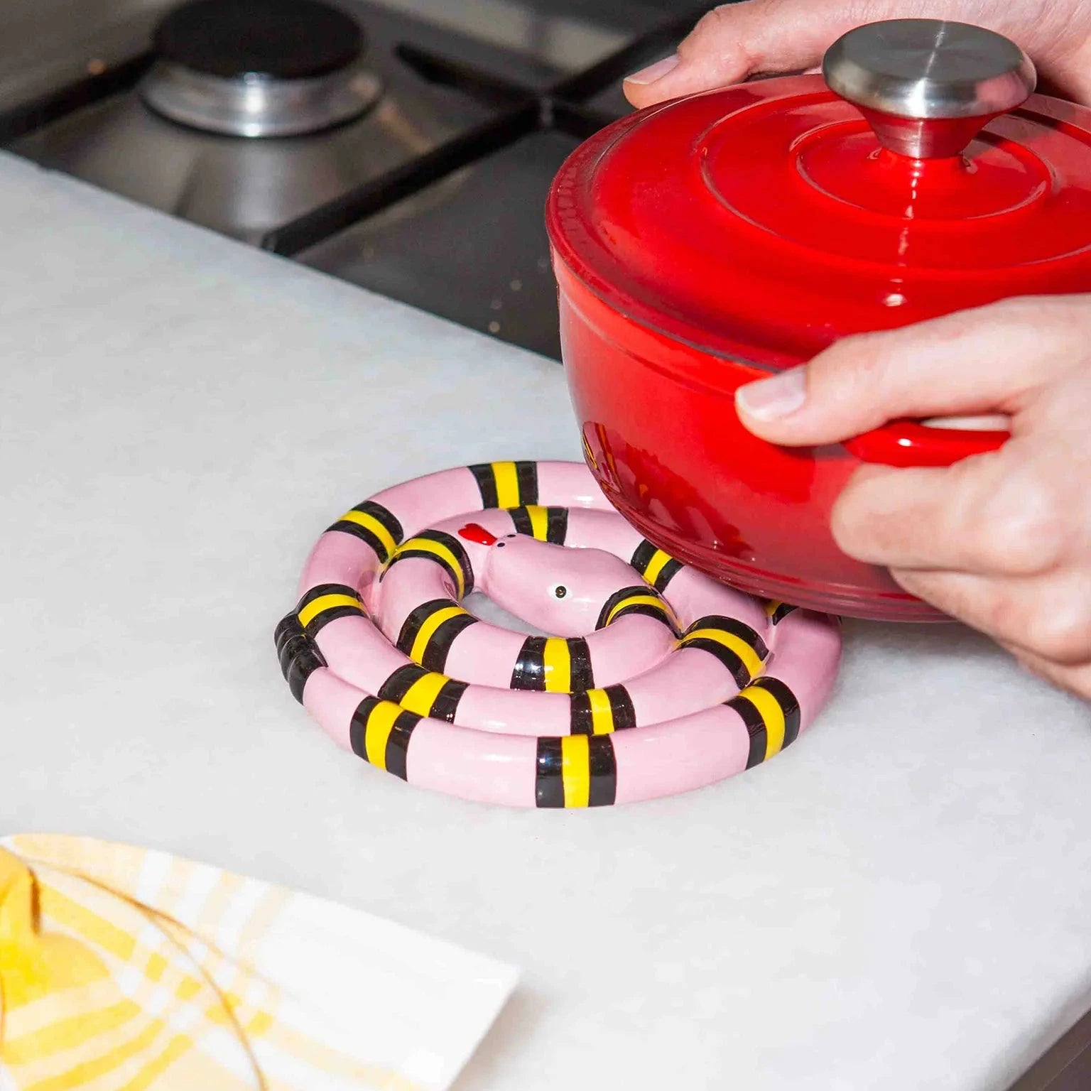 Snake Trivet Pink Pan Coaster - Doiy
