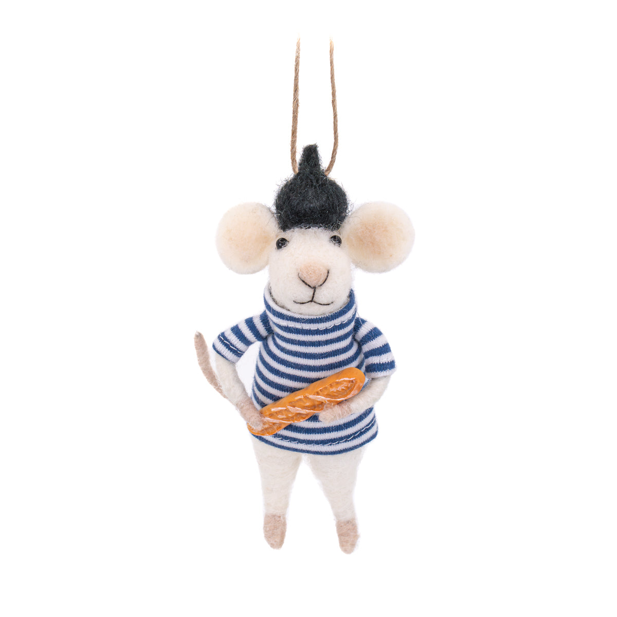 Kerst Ornament Franse Muis met Baguette Vilt – Sass & Belle