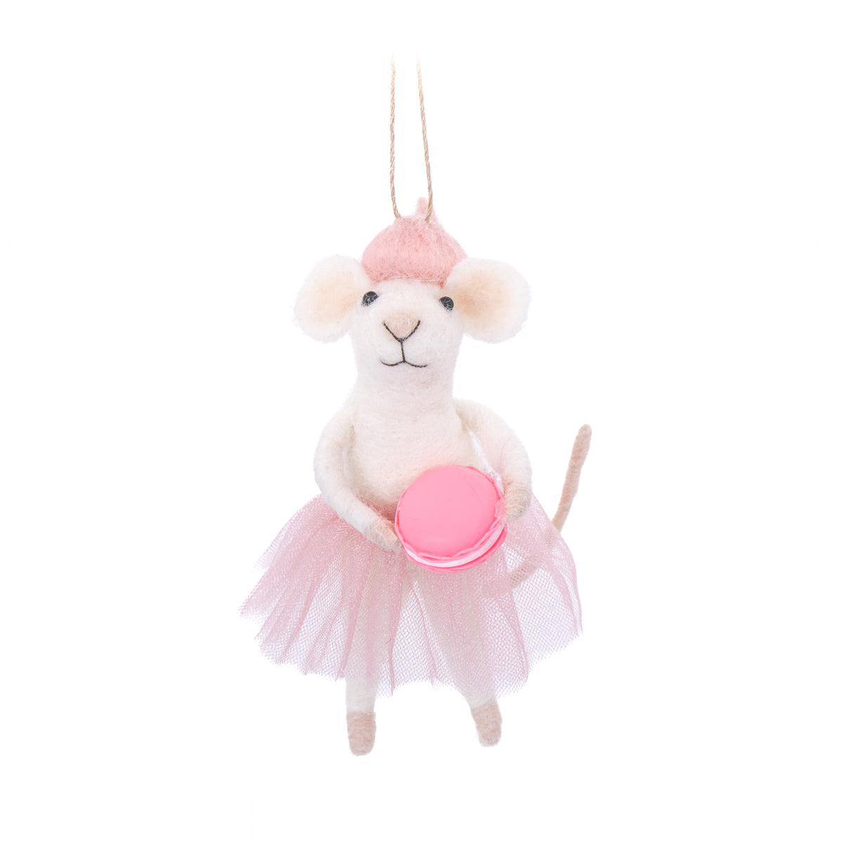 Kerst Ornament Franse Muis met Macaron Vilt – Sass & Belle