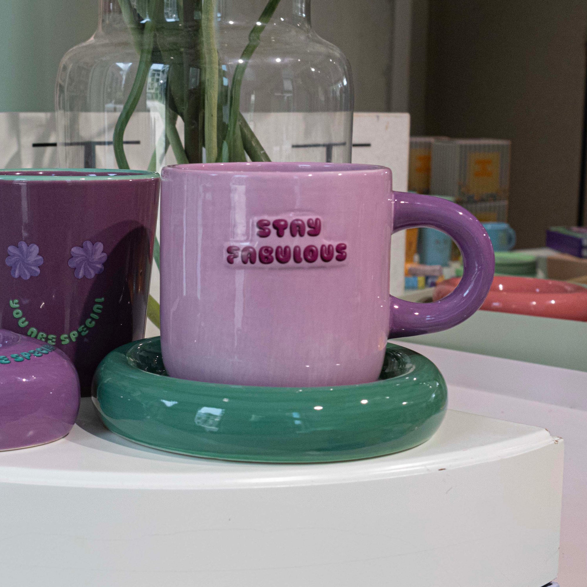 Mug &amp; Saucer Stay Fabulous - Gift Label