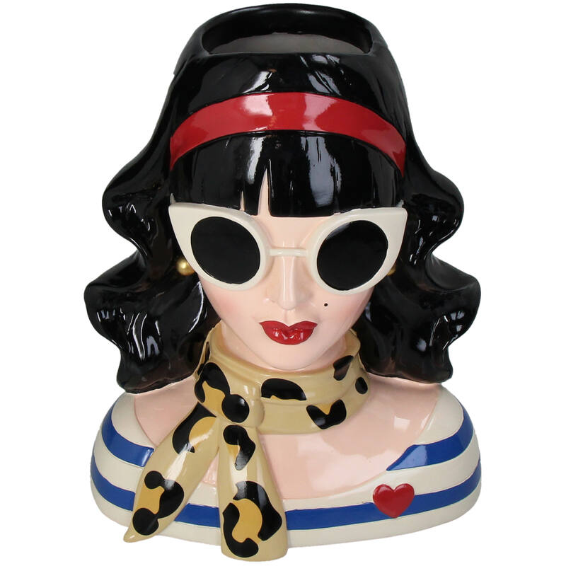 Vase Lady Black Hair White Sunglasses - Kersten