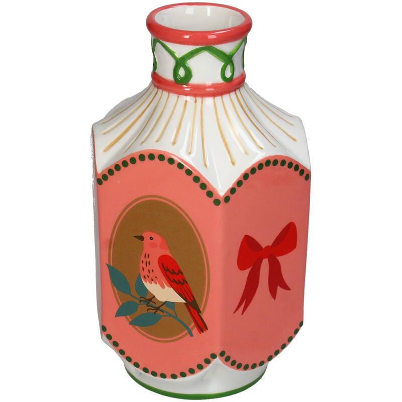 Vaas Vogels Roze-Wit