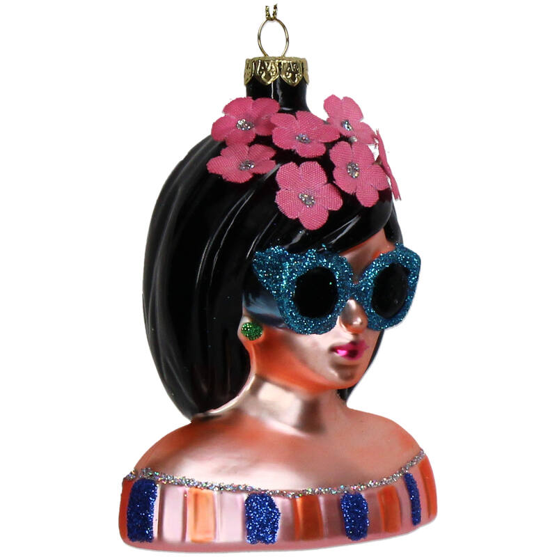 Kerst Ornament Lady Fashion Blauwe Bril – Kersten