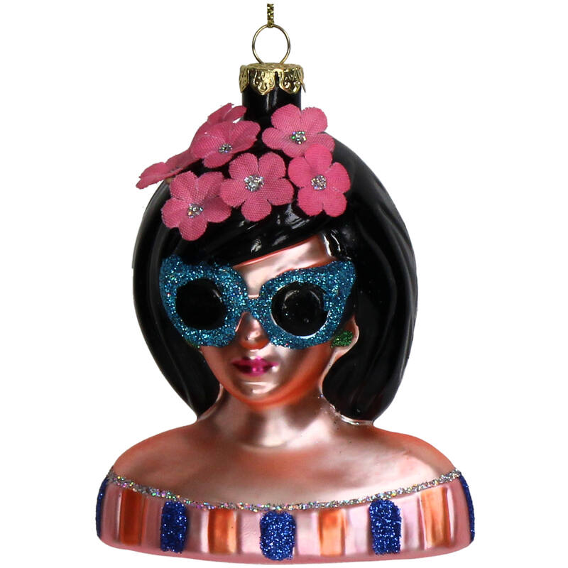 Kerst Ornament Lady Fashion Blauwe Bril – Kersten