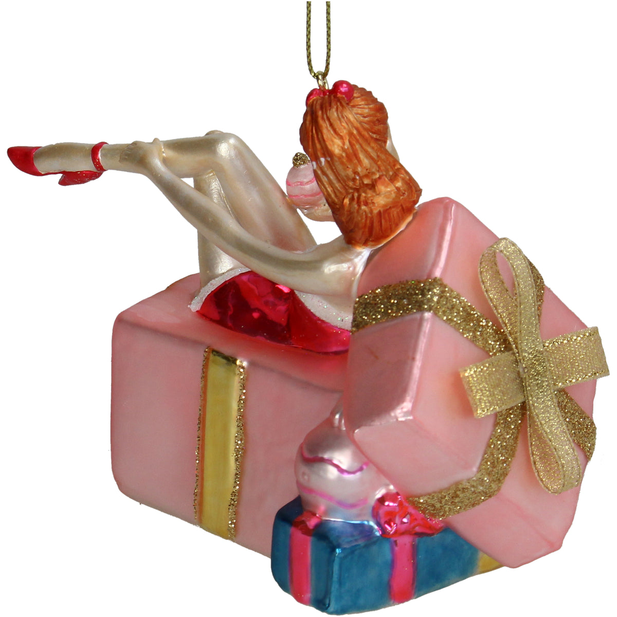 Kerst Ornament Dame met Cadeaus - Kersten