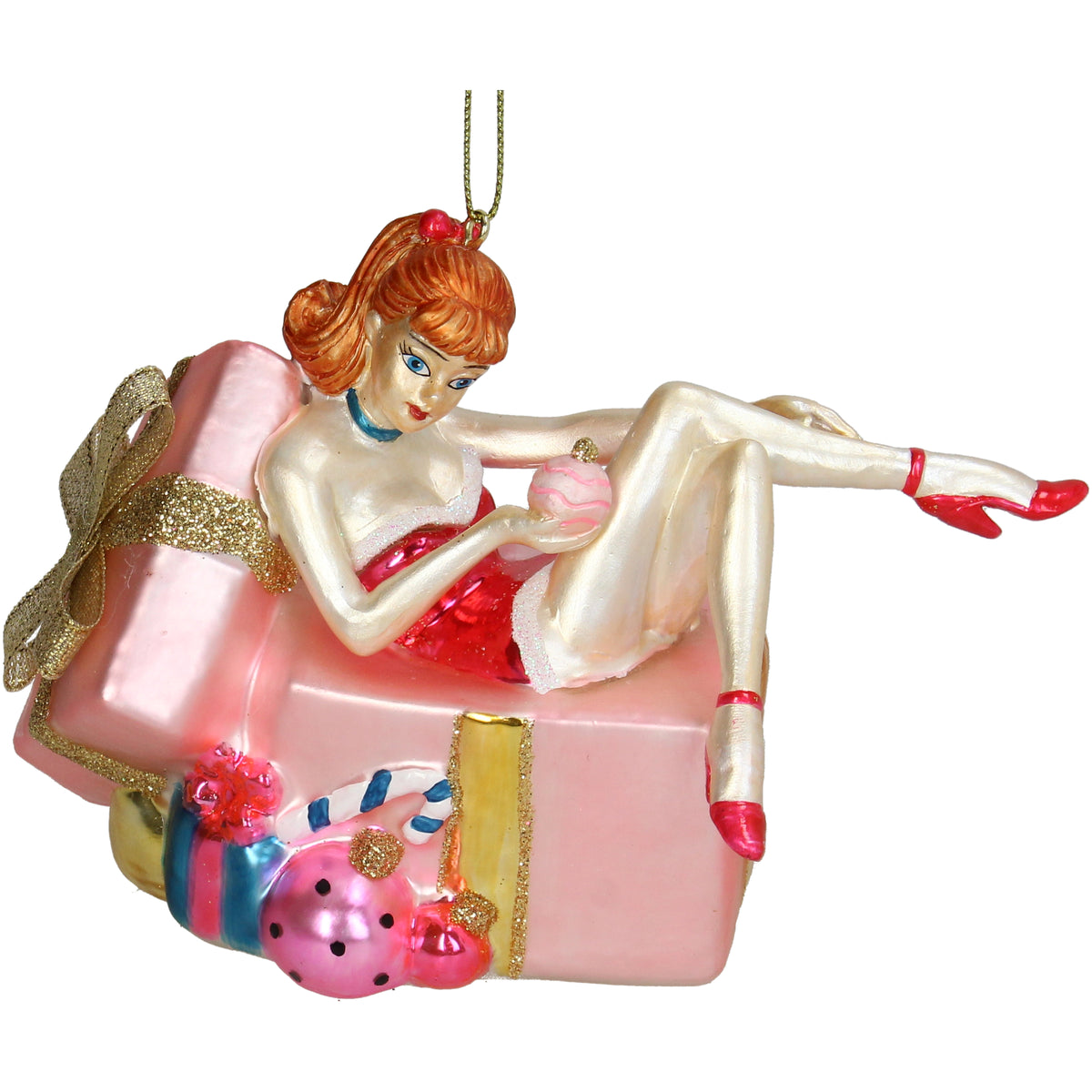 Kerst Ornament Dame met Cadeaus - Kersten