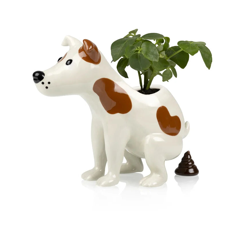 Plantenpot Pooing Dog - Bitten