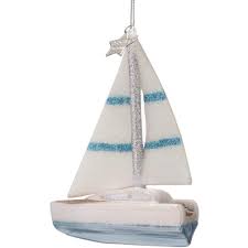 Kerst Ornament Zeilboot Wit - Vondels