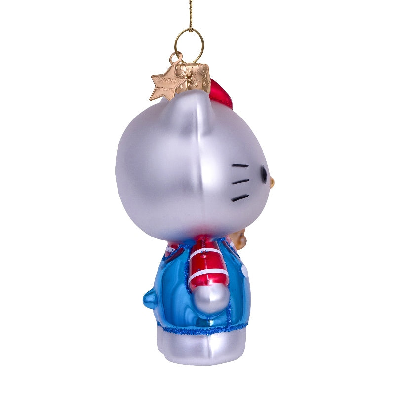 Kerst Ornament Hello Kitty Blauw met Teddybeer - Vondels