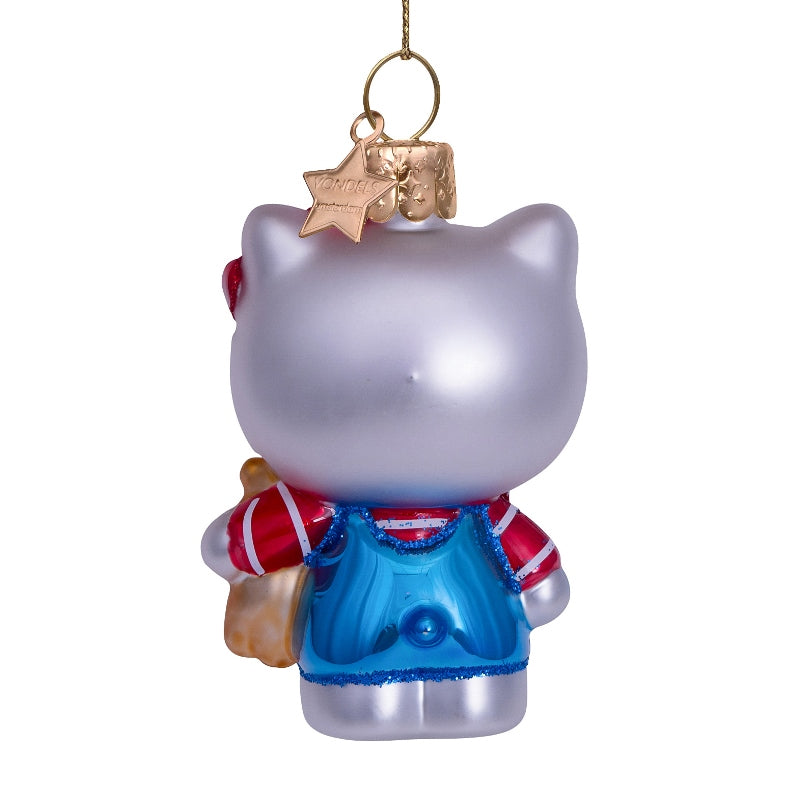 Kerst Ornament Hello Kitty Blauw met Teddybeer - Vondels