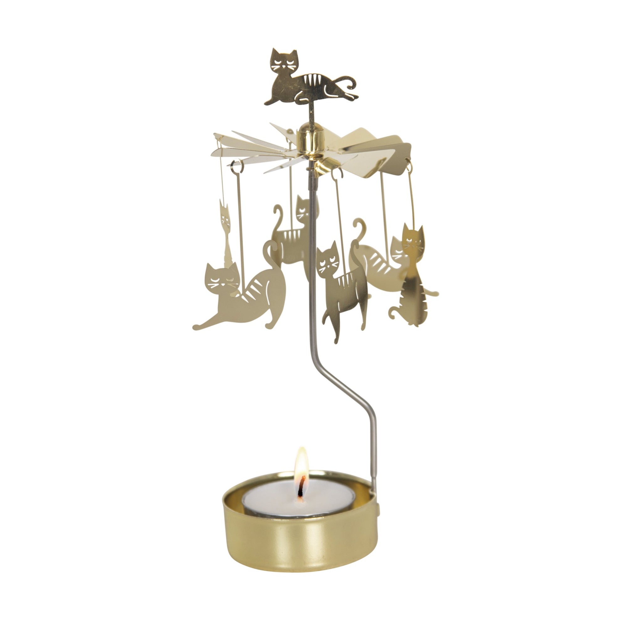 Rotating Tea Light Holder Cat Gold - Pluto