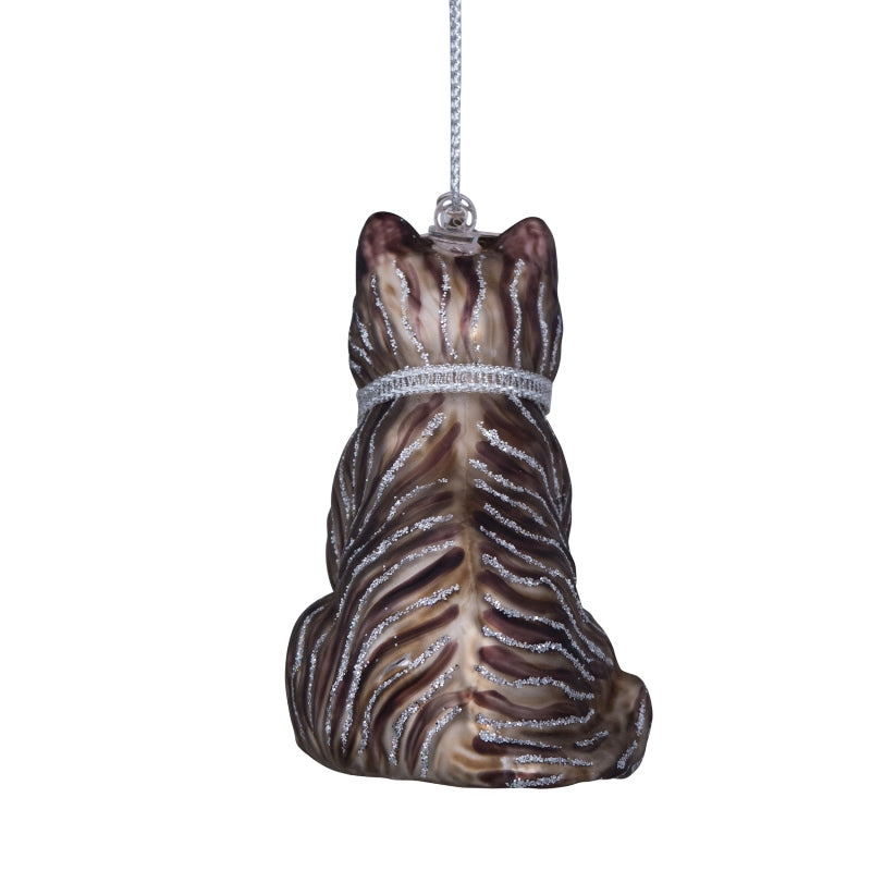 Kerst Ornament Kat Wit Grijs - Vondels