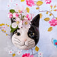 Wandvaas Kat Zwart/Wit Barney - Quail