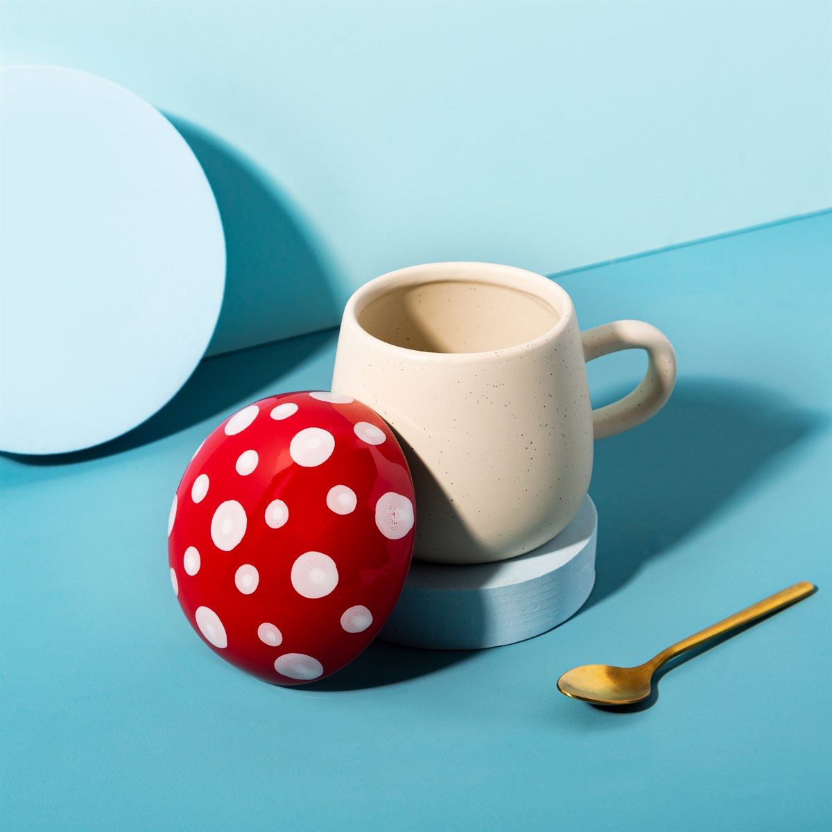 Mug Mushroom Red with Lid - Sass &amp; Belle