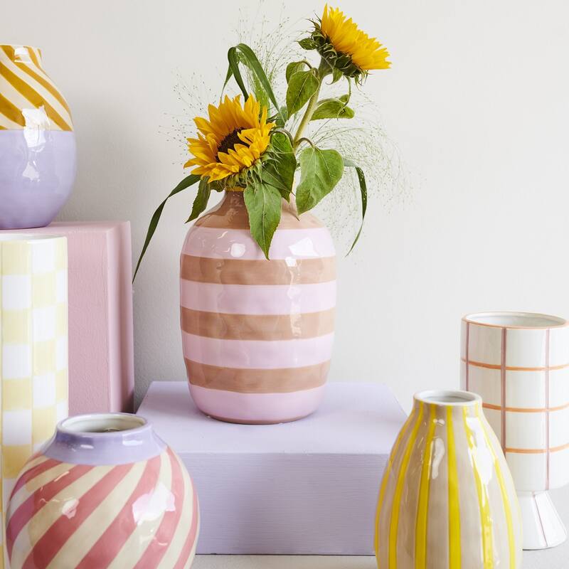 Vase Stripe Pink Yellow - Kersten 