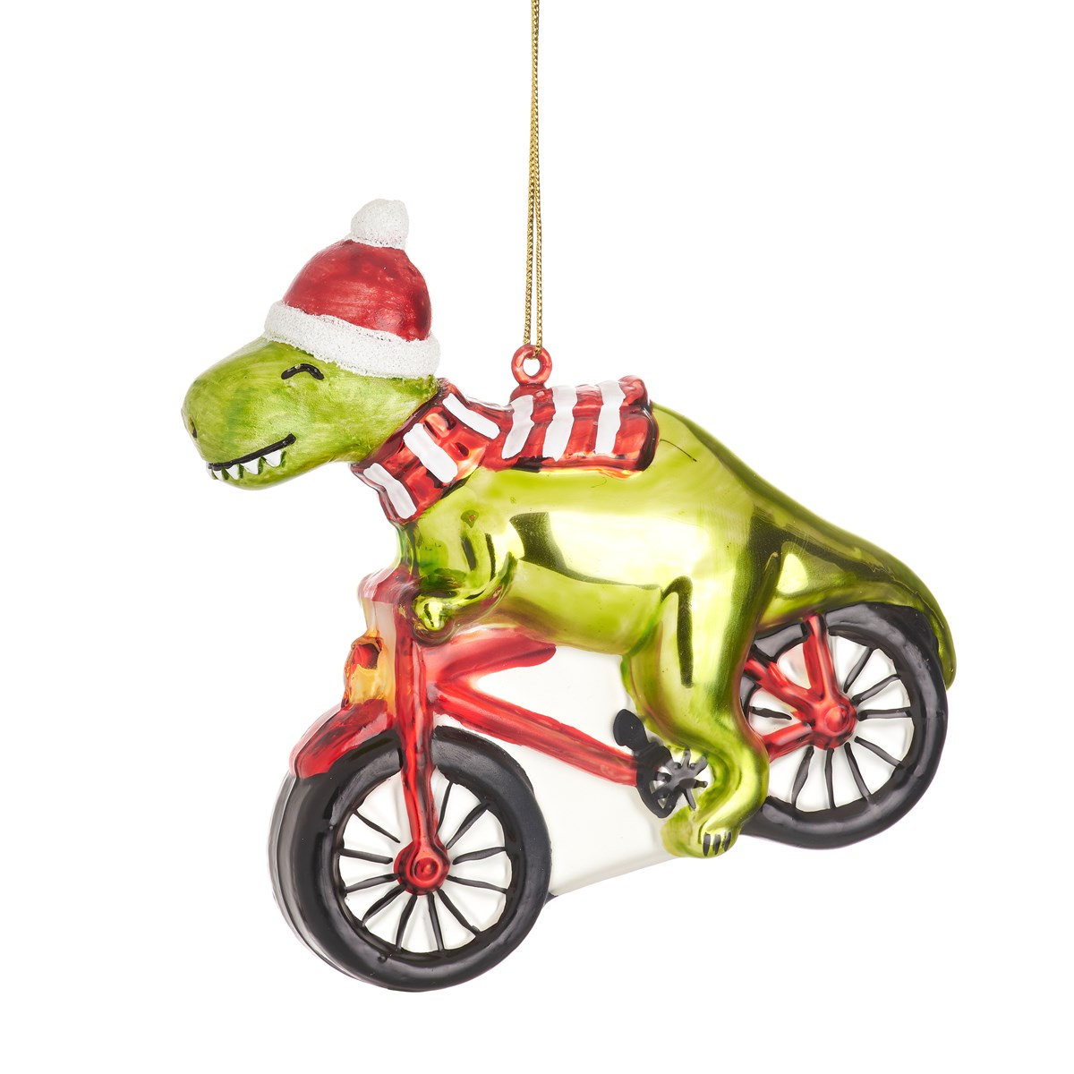 Kerst Ornament Dinosaurus op Fiets - Sass & Belle