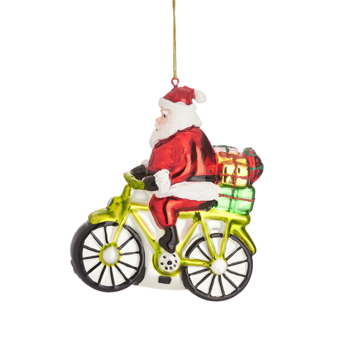 Christmas Ornament Santa on Bicycle - Sass &amp; Belle