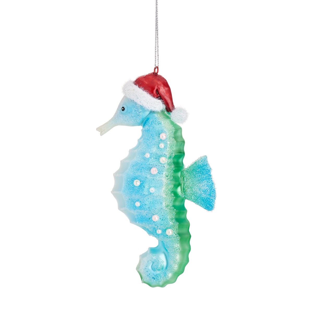 Christmas Ornament Sea Horse with Santa Hat - Sass &amp; Belle
