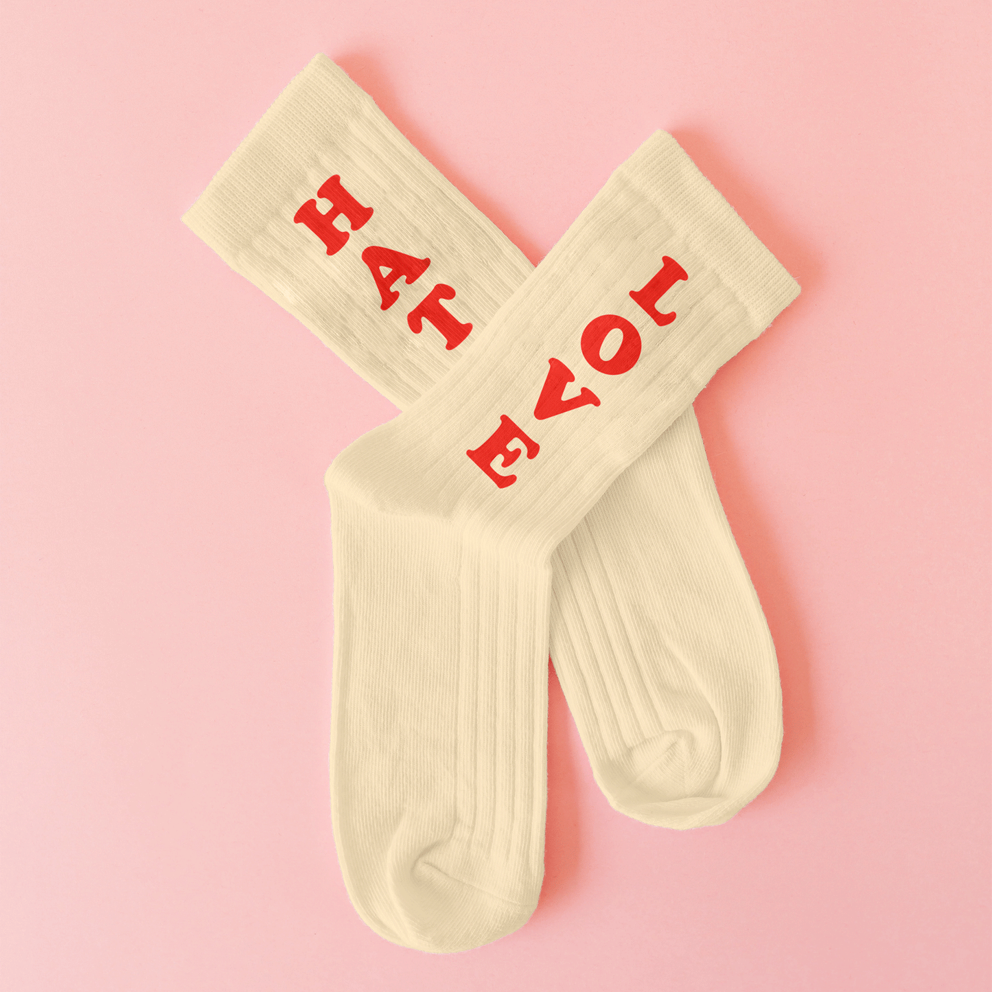 Socks Love Hate Beige/Red - Fisura