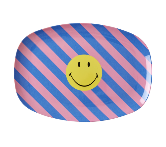 Plate Melamine Smiley Striped - Rice