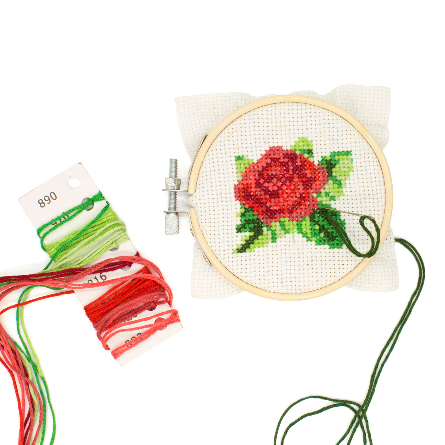 Mini Embroidery Kit Cross Stitch Bloem - Kikkerland