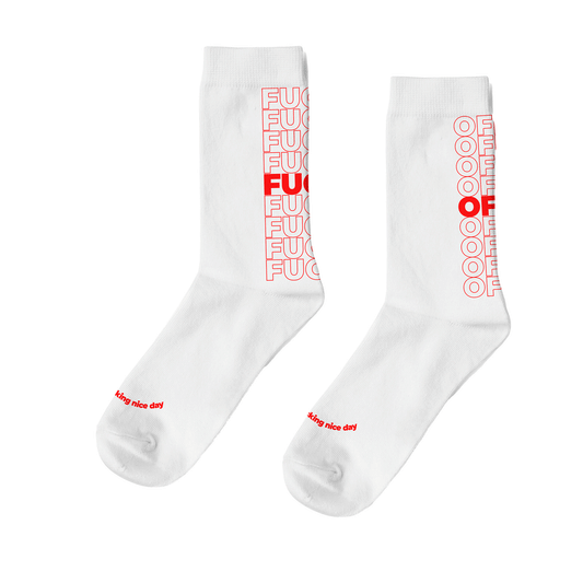 Socks F#ck Off White/Red - Fisura