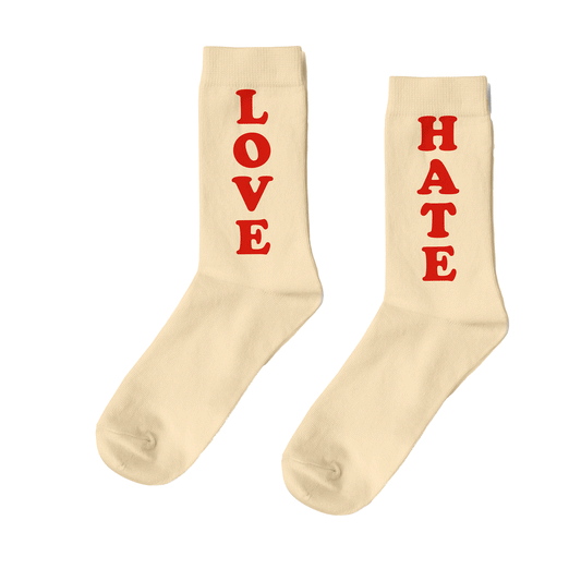 Socks Love Hate Beige/Red - Fisura